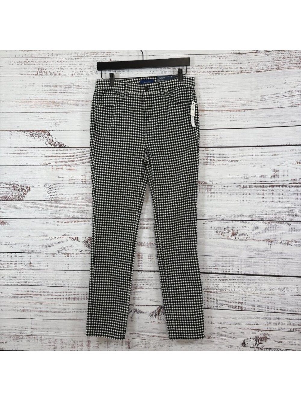 Talbots Black Gingham Plaid Corduroy High Waist Straight Leg Pants